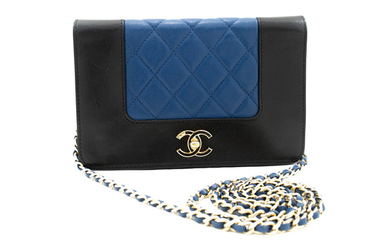 Chanel Blue Leather Wallet On Chain