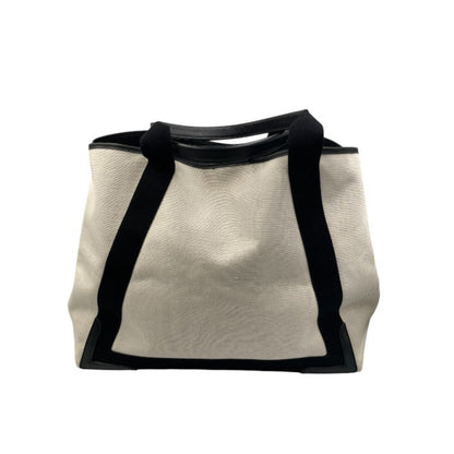 Balenciaga White Canvas Navy Cabas