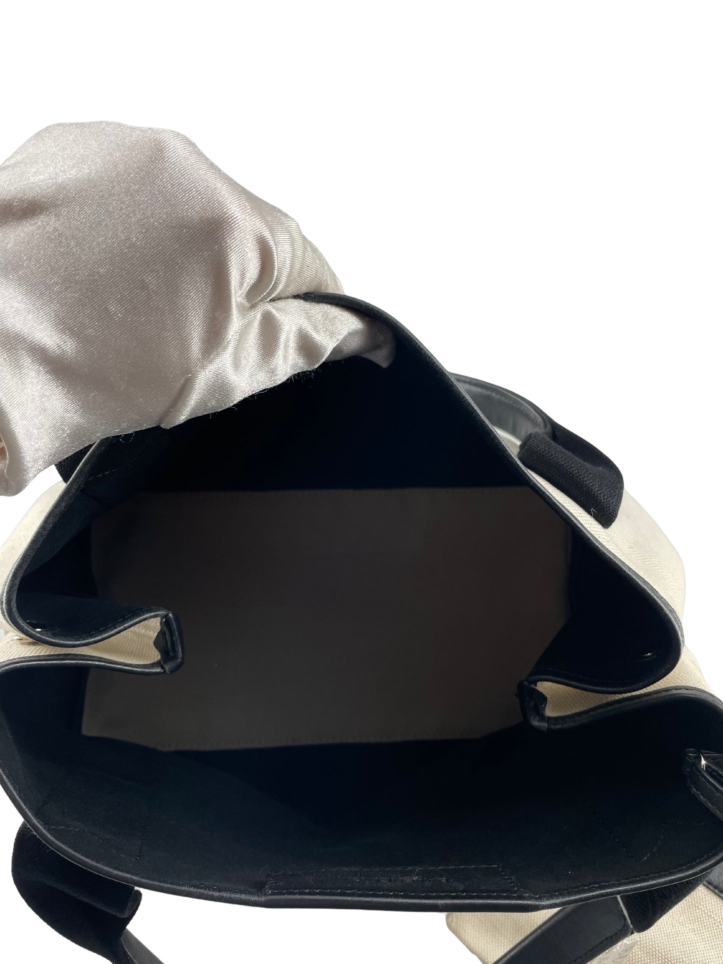 Balenciaga White Canvas Navy Cabas
