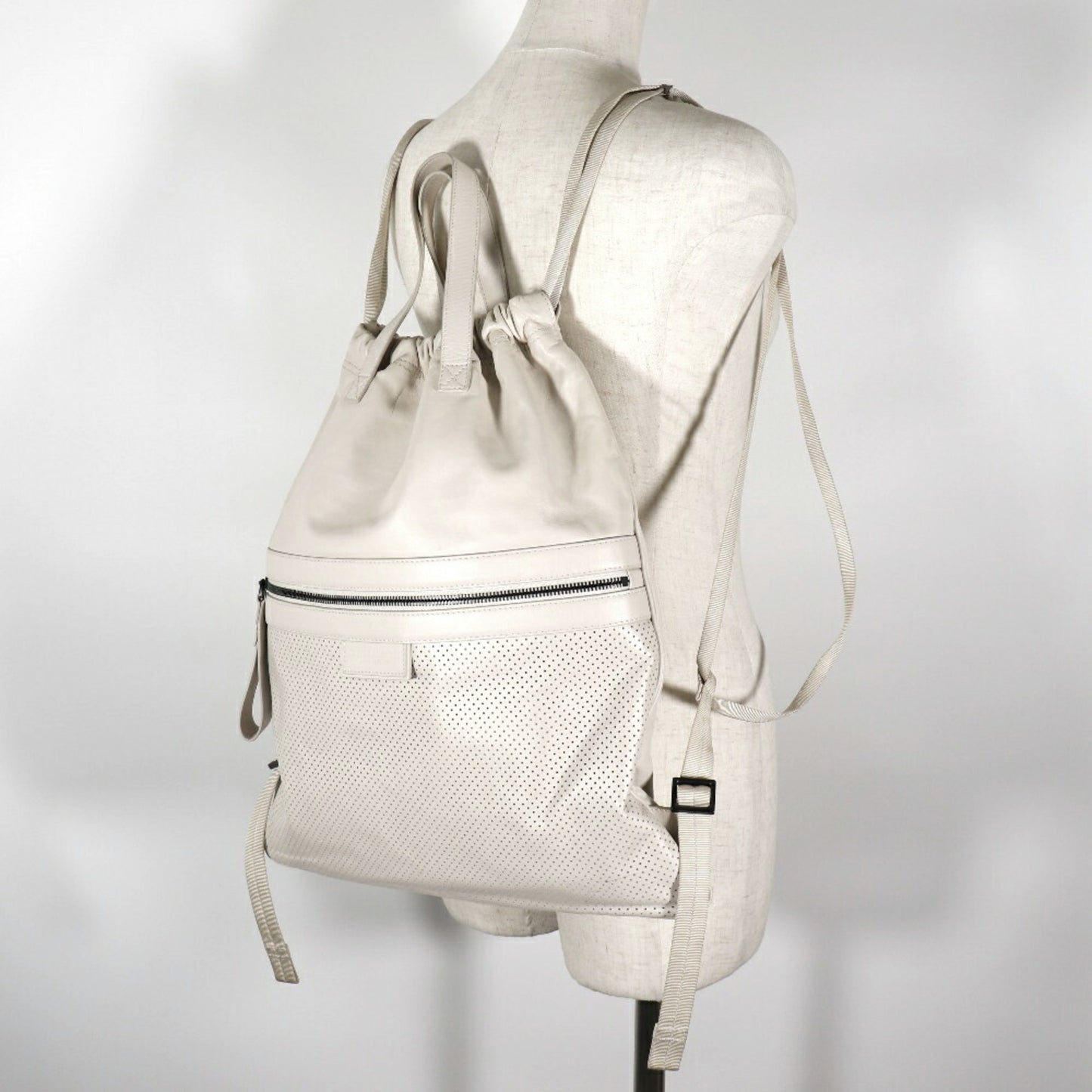 Bottega Veneta White Leather Backpack