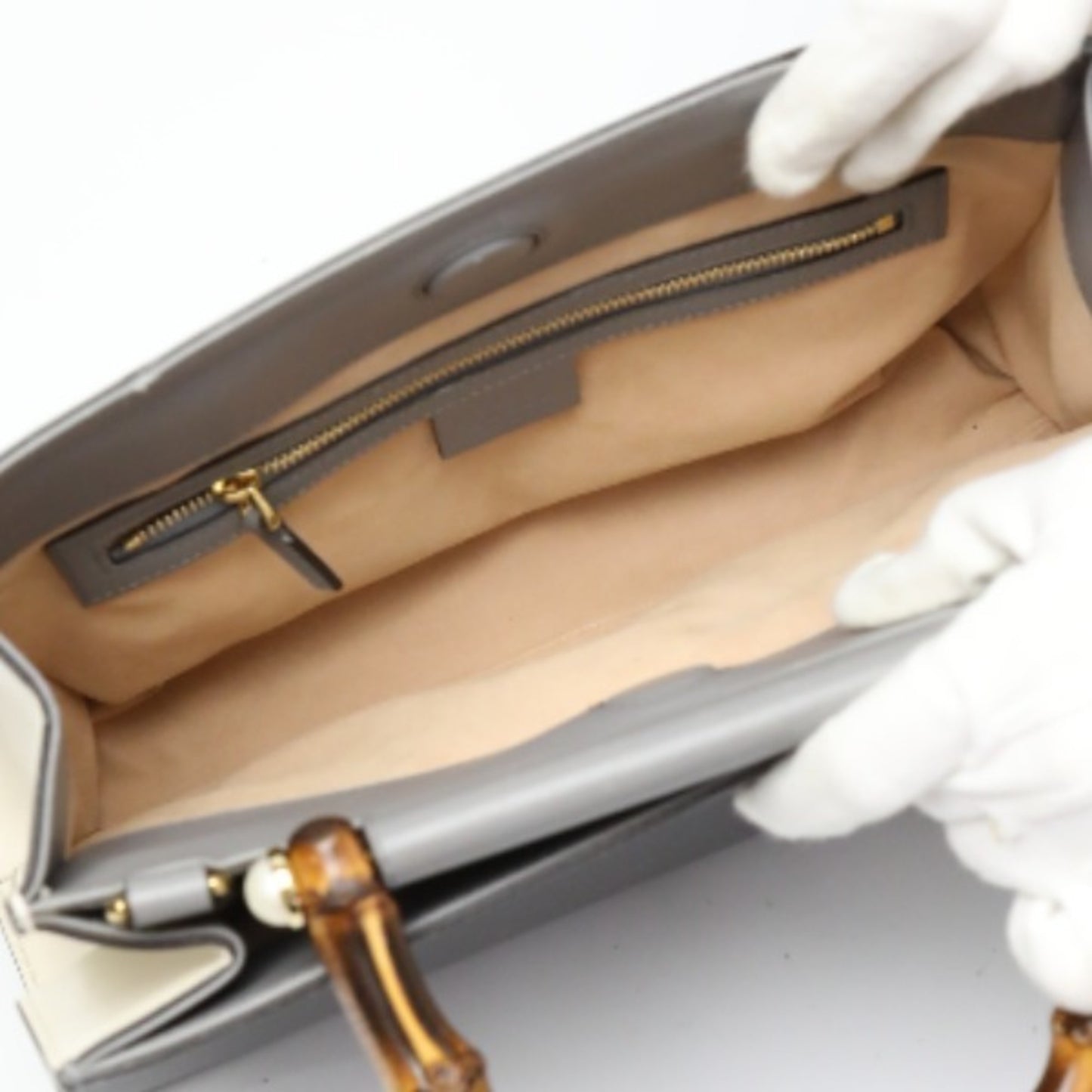 Gucci Gray Leather Bamboo