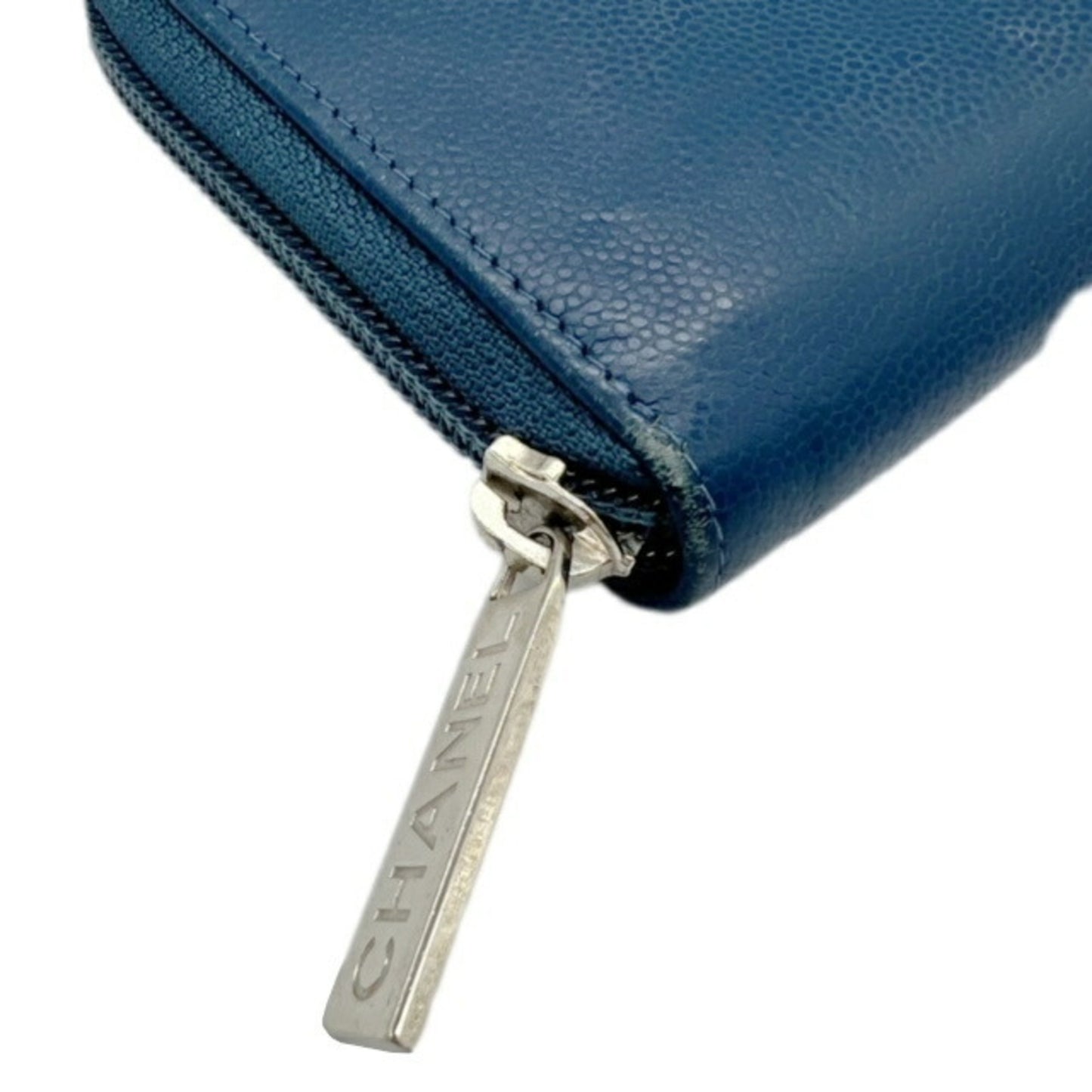 Chanel Blue Leather Long Portefeuille Zippé