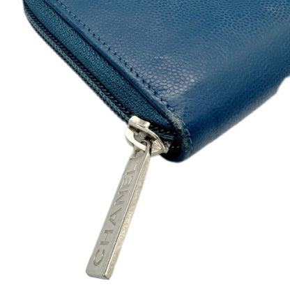Chanel Blue Leather Long Portefeuille Zippé
