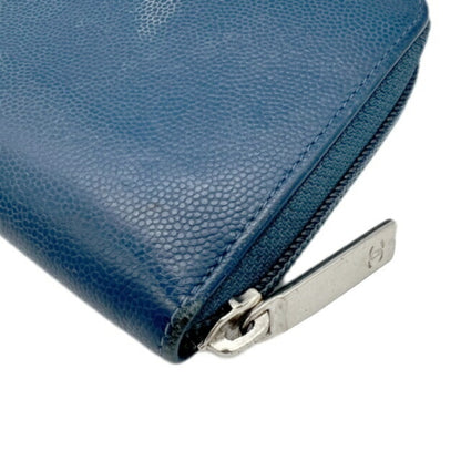 Chanel Blue Leather Long Portefeuille Zippé