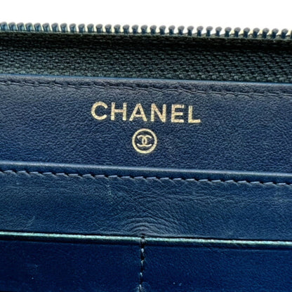 Chanel Blue Leather Long Portefeuille Zippé