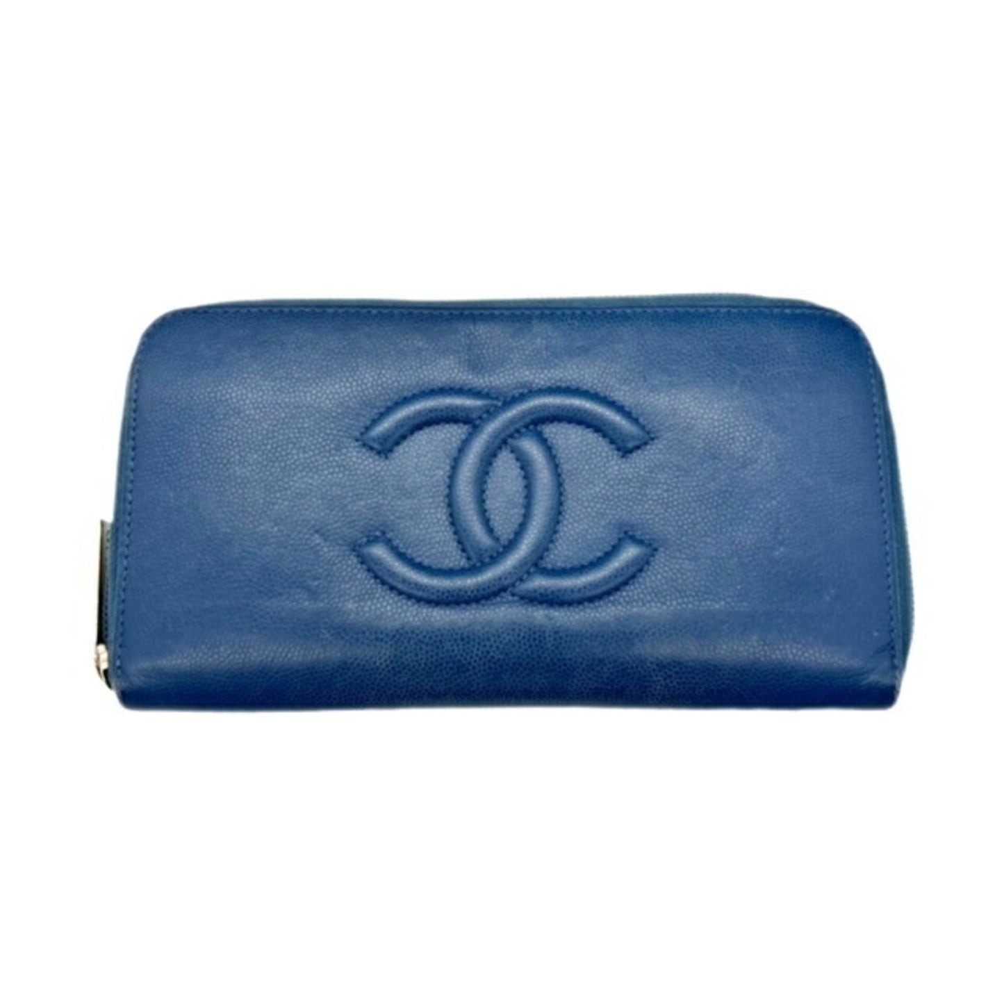 Chanel Blue Leather Long Portefeuille Zippé