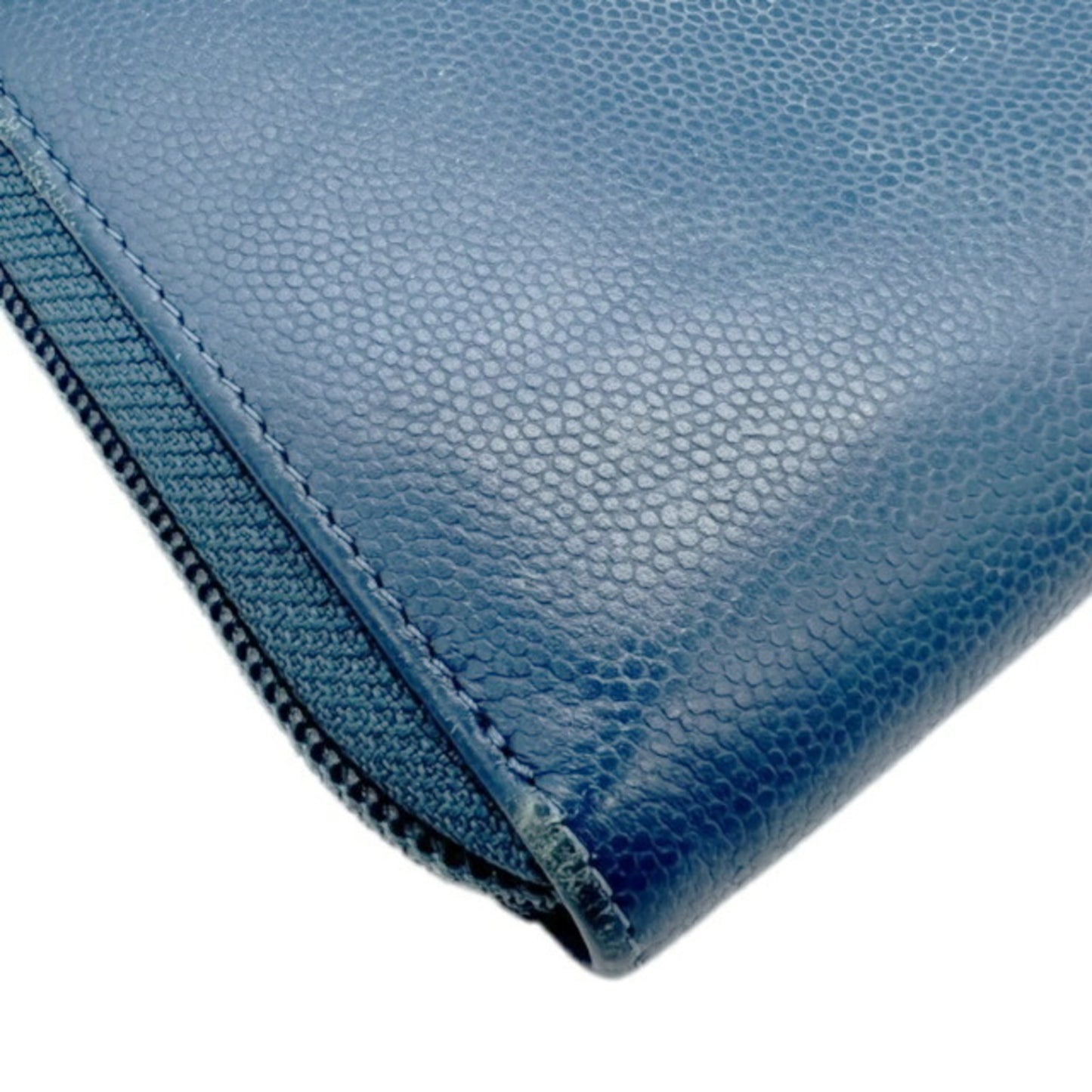 Chanel Blue Leather Long Portefeuille Zippé