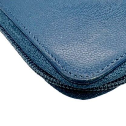 Chanel Blue Leather Long Portefeuille Zippé
