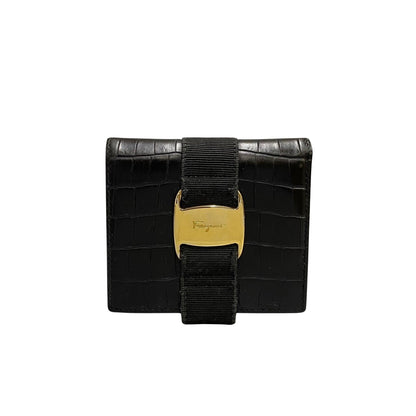 Salvatore Ferragamo Black Leather Vara