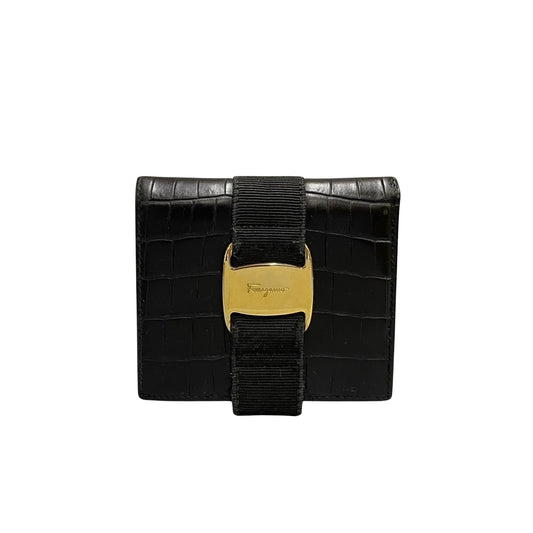 Salvatore Ferragamo Black Leather Vara