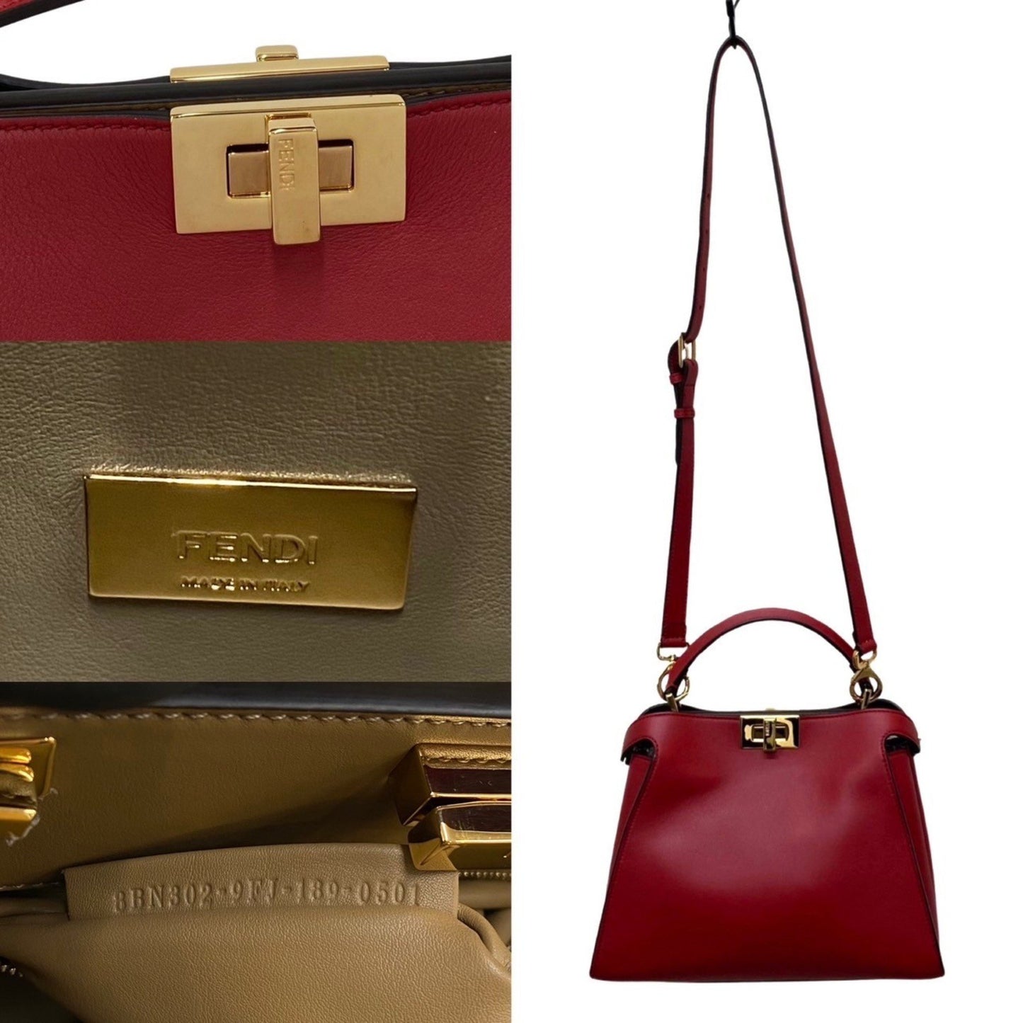 Fendi Red Leather Peekaboo