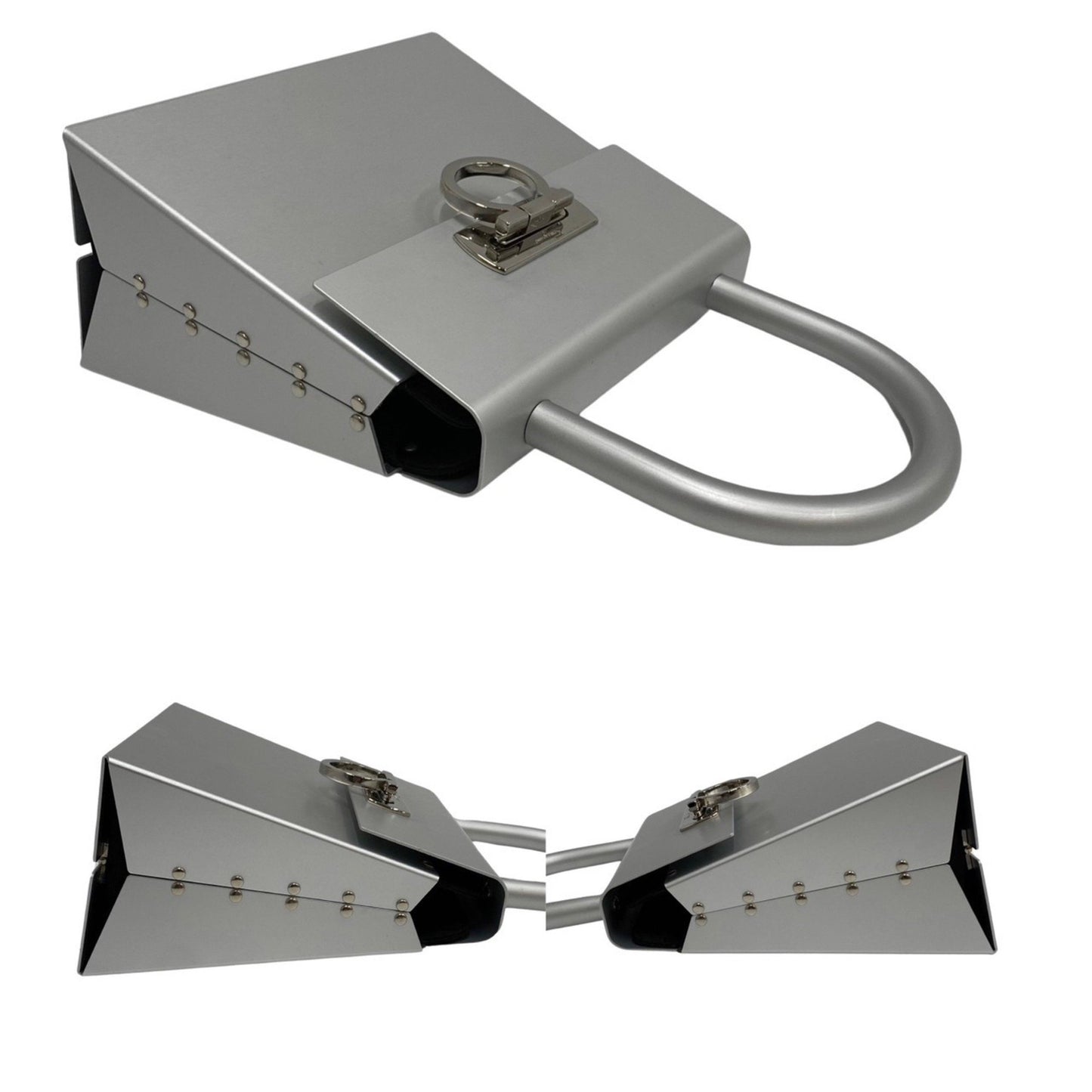 Salvatore Ferragamo Silver Metal Gancini