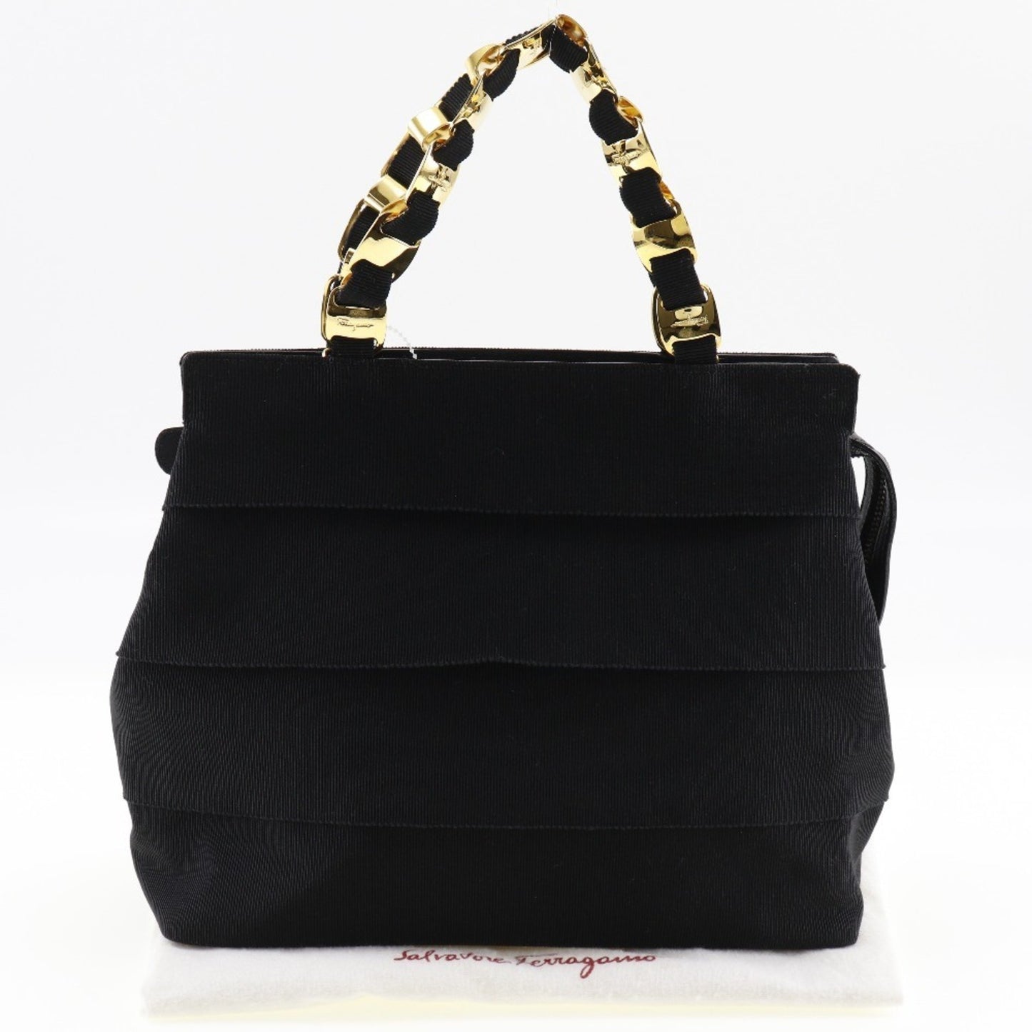 Salvatore Ferragamo Black Canvas Vara
