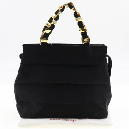 Salvatore Ferragamo Black Canvas Vara