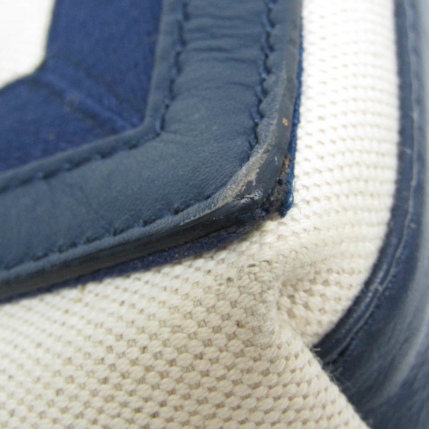 Balenciaga White Canvas Navy Cabas