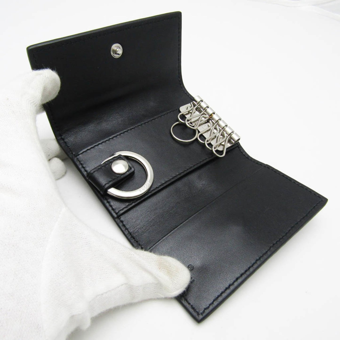 Gucci Black Leather Gg Embossé