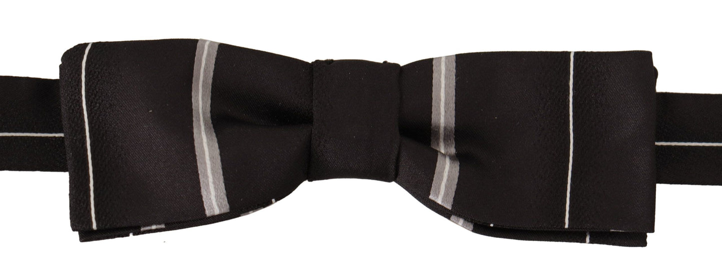 Dolce & Gabbana Elegant Silk Bow Tie In Black And Grey