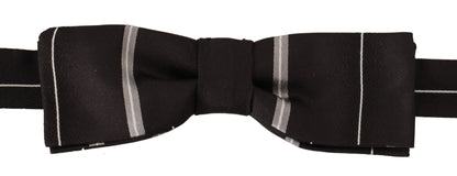 Dolce & Gabbana Elegant Silk Bow Tie In Black And Grey