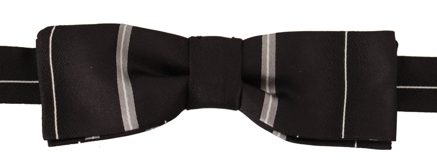 Dolce & Gabbana Elegant Silk Bow Tie In Black And Grey