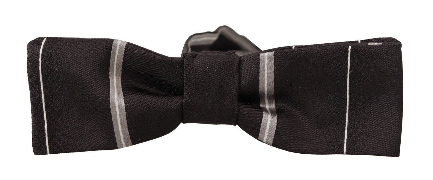 Dolce & Gabbana Elegant Silk Bow Tie In Black And Grey