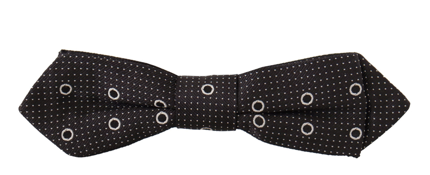 Dolce & Gabbana Polka Dot Silk Bow Tie In Black And White