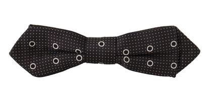 Dolce & Gabbana Polka Dot Silk Bow Tie In Black And White