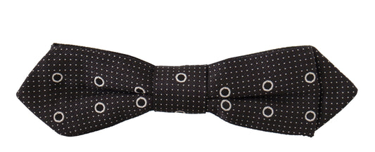 Dolce & Gabbana Polka Dot Silk Bow Tie In Black And White