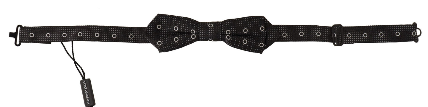 Dolce & Gabbana Polka Dot Silk Bow Tie In Black And White