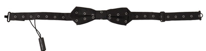 Dolce & Gabbana Polka Dot Silk Bow Tie In Black And White