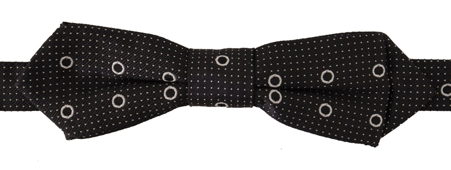 Dolce & Gabbana Polka Dot Silk Bow Tie In Black And White