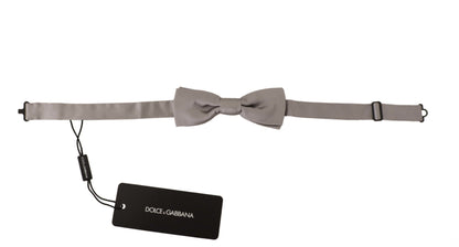 Dolce & Gabbana Elegant Silver Silk Bow Tie For Sophisticated Evening