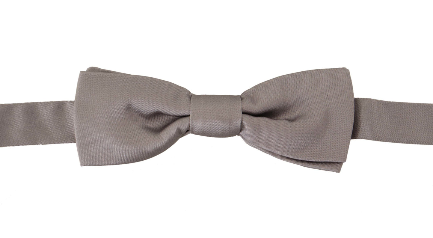 Dolce & Gabbana Elegant Silver Silk Bow Tie For Sophisticated Evening