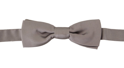 Dolce & Gabbana Elegant Silver Silk Bow Tie For Sophisticated Evening