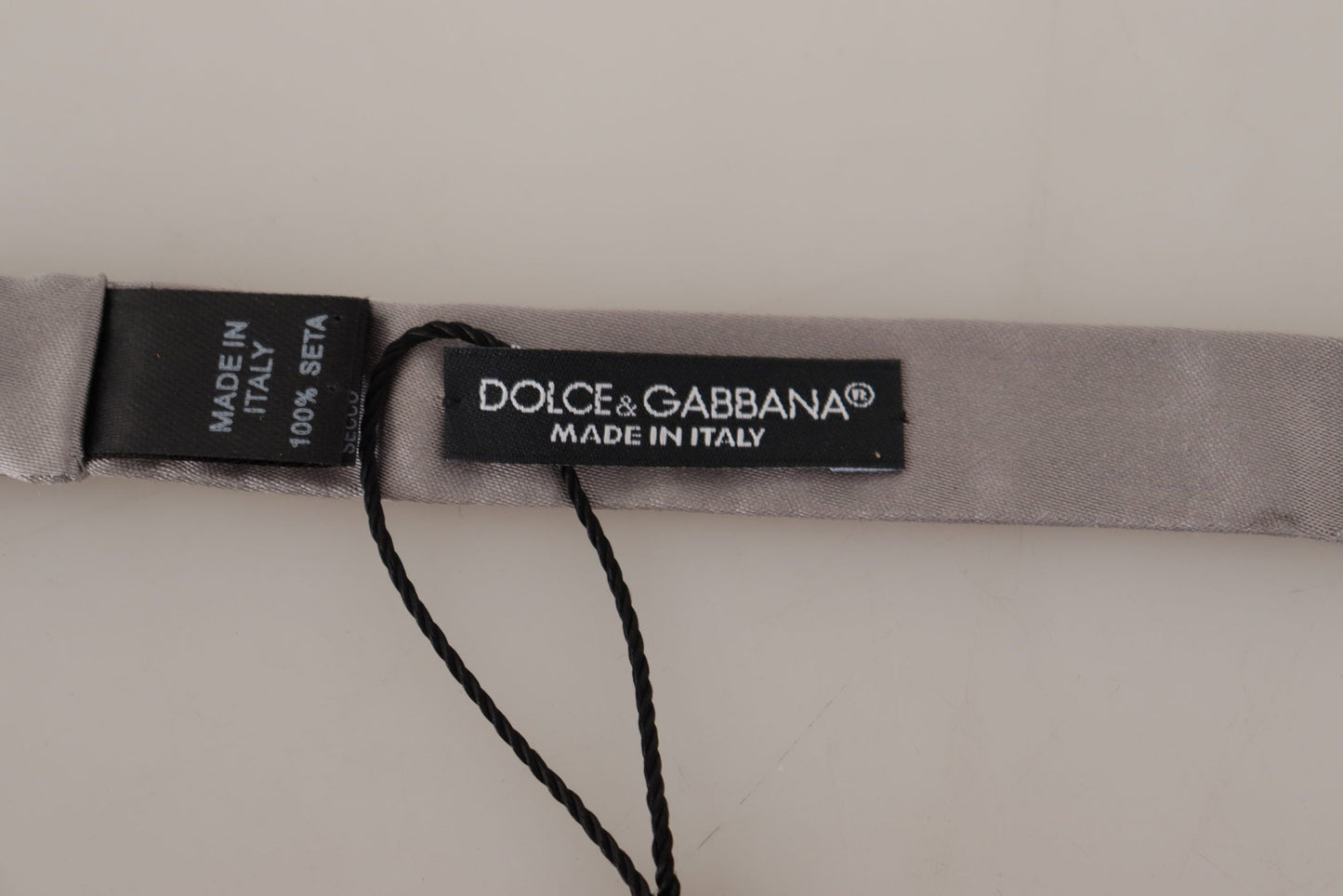 Dolce & Gabbana Elegant Silver Silk Bow Tie For Sophisticated Evening