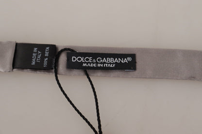 Dolce & Gabbana Elegant Silver Silk Bow Tie For Sophisticated Evening