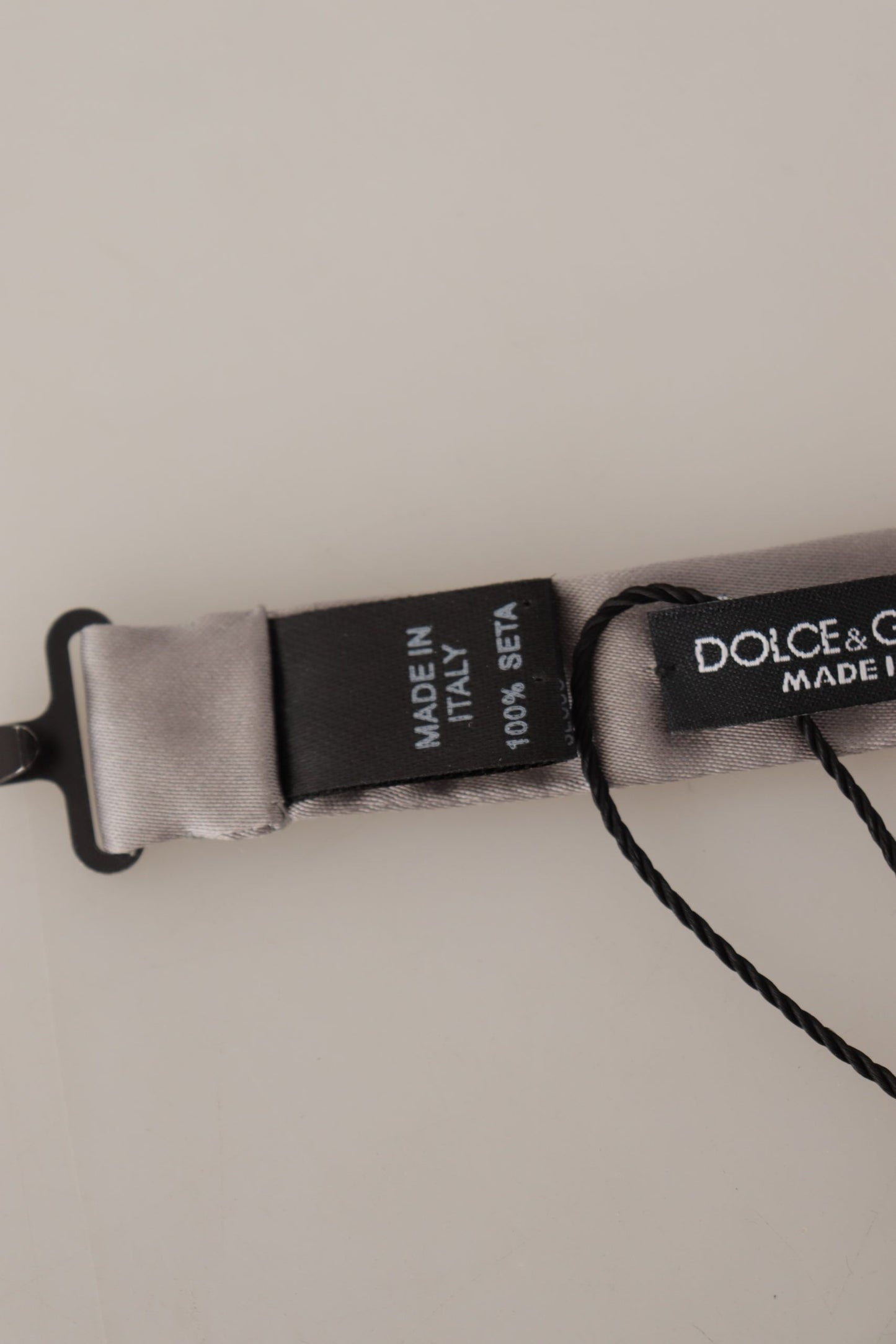 Dolce & Gabbana Elegant Silver Silk Bow Tie For Sophisticated Evening