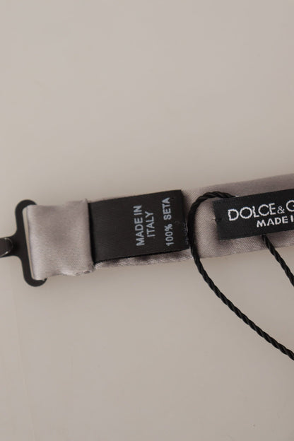 Dolce & Gabbana Elegant Silver Silk Bow Tie For Sophisticated Evening