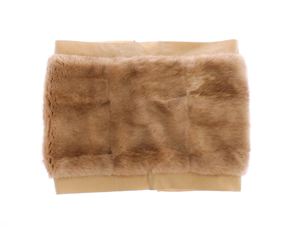 Dolce & Gabbana Exclusive Beige Mink Fur Scarf Wrap
