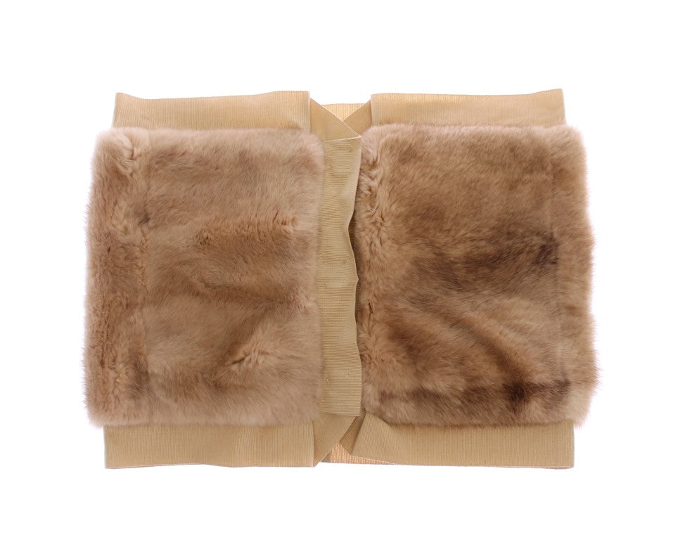 Dolce & Gabbana Exclusive Beige Mink Fur Scarf Wrap