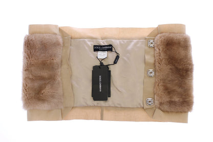 Dolce & Gabbana Exclusive Beige Mink Fur Scarf Wrap