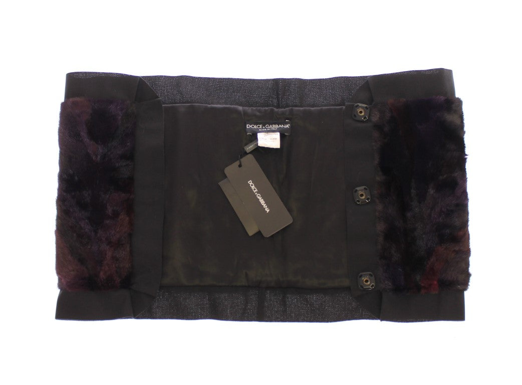 Dolce & Gabbana Exquisite Purple Mink Fur Scarf Wrap