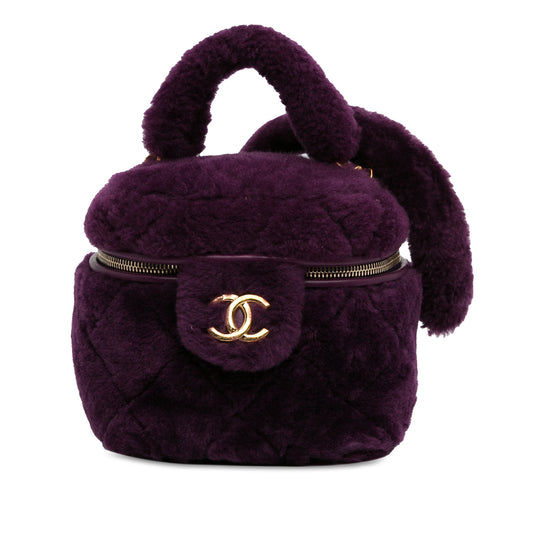Chanel Small Quilted Shearling Vanity Case