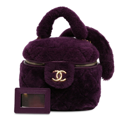 Chanel Small Quilted Shearling Vanity Case
