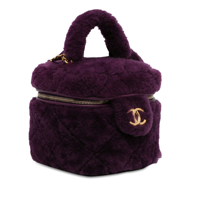 Chanel Small Quilted Shearling Vanity Case