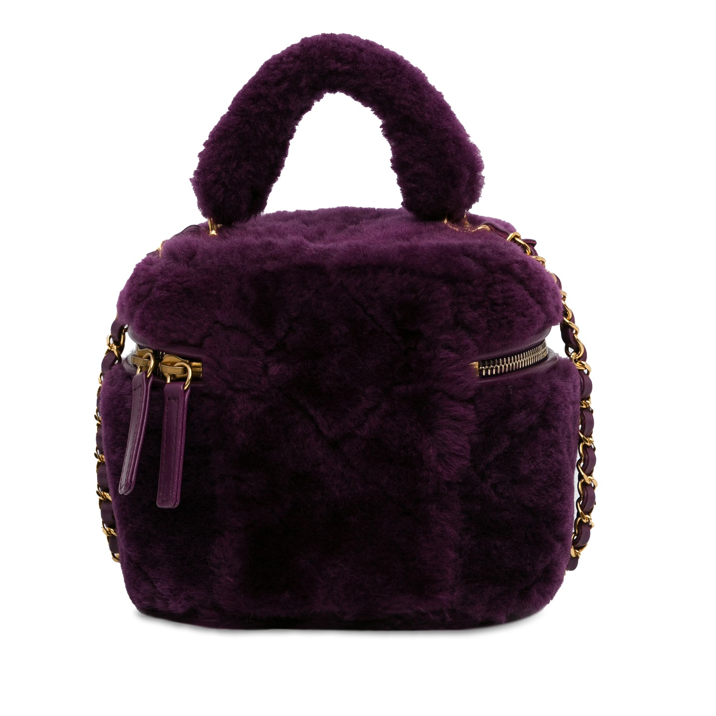 Chanel Small Quilted Shearling Vanity Case