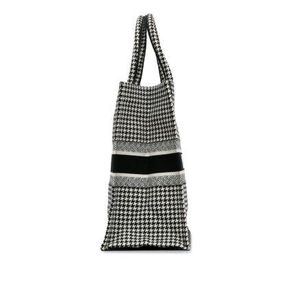 Dior Large Canvas Houndstooth Embroidered Book Tote