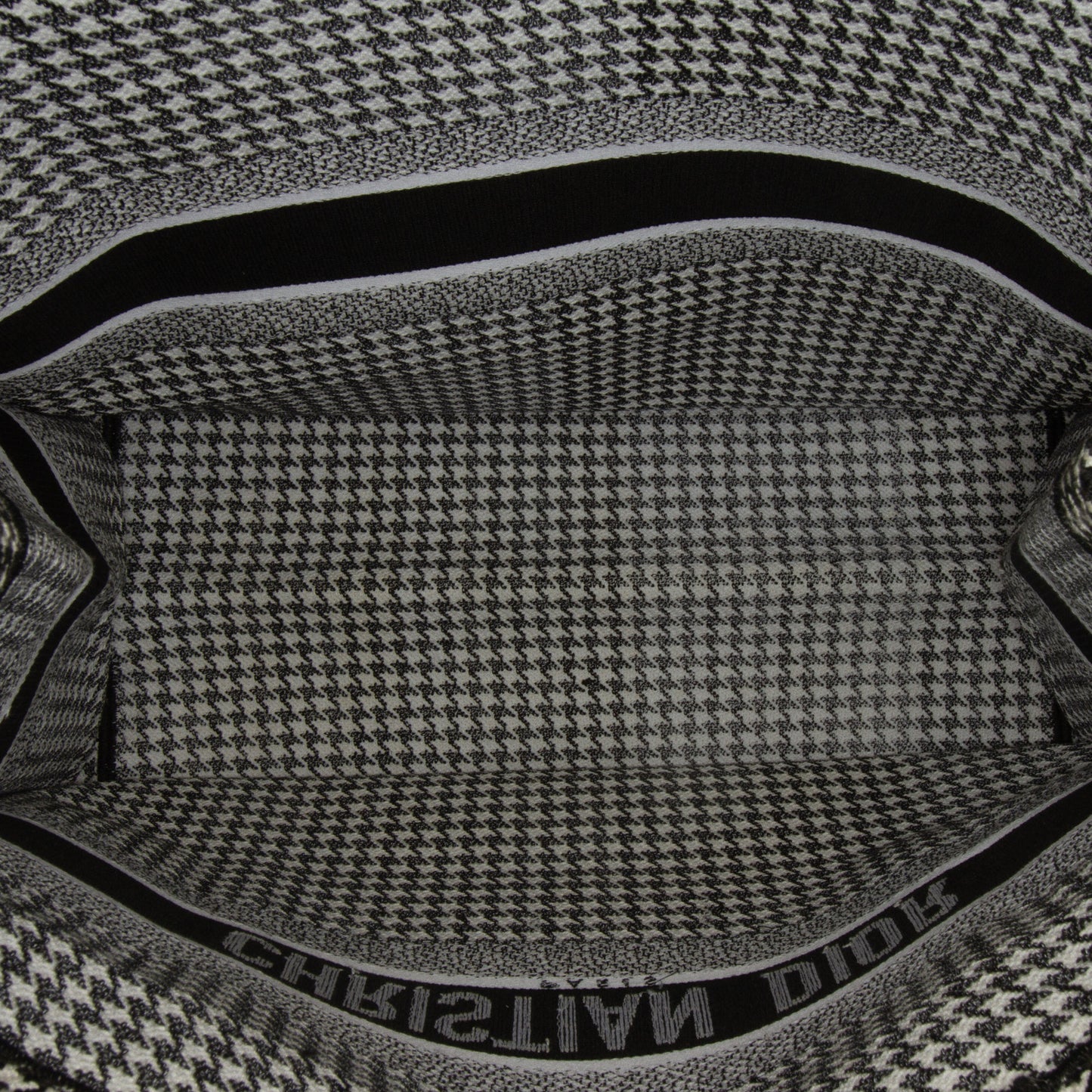 Dior Large Canvas Houndstooth Embroidered Book Tote