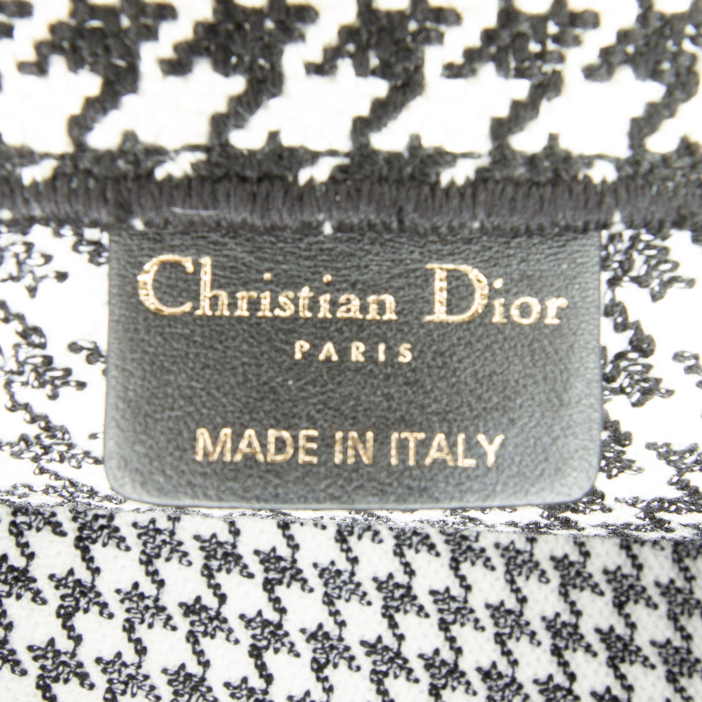 Dior Large Canvas Houndstooth Embroidered Book Tote