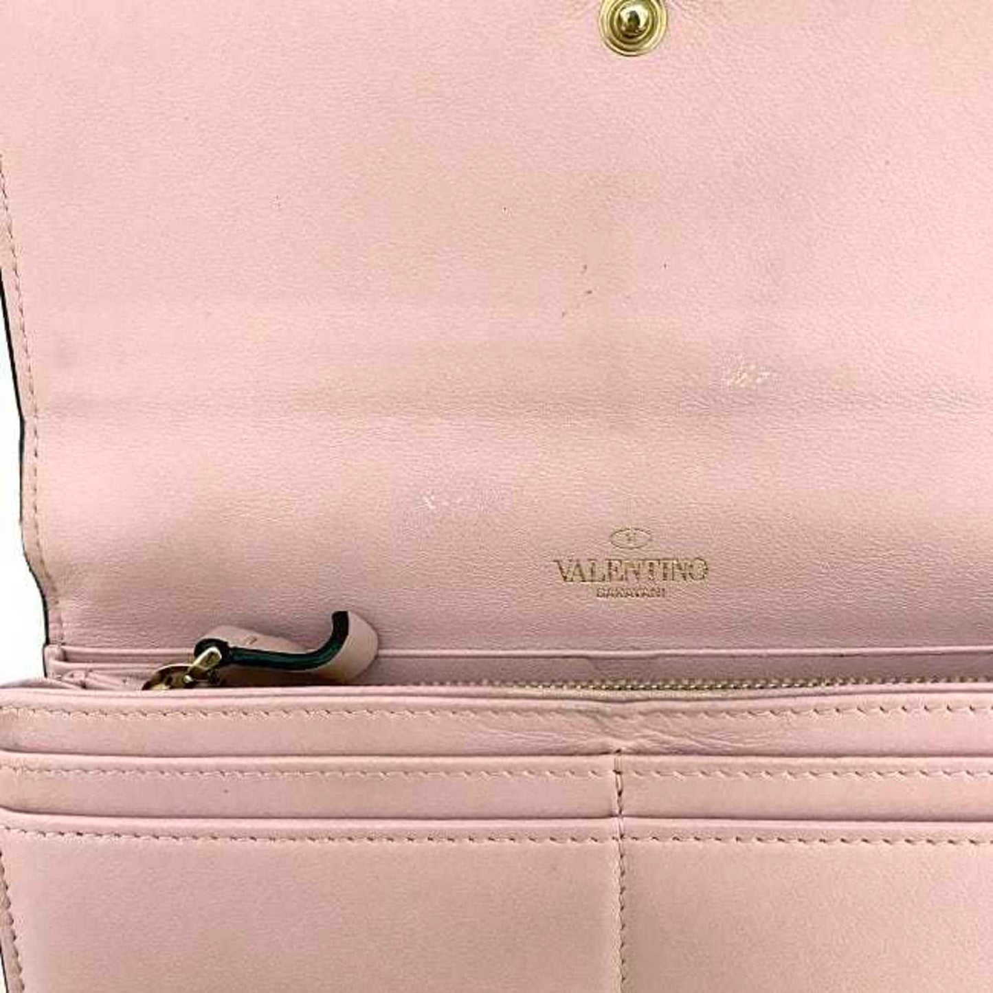 Valentino Garavani Pink Leather V Logo