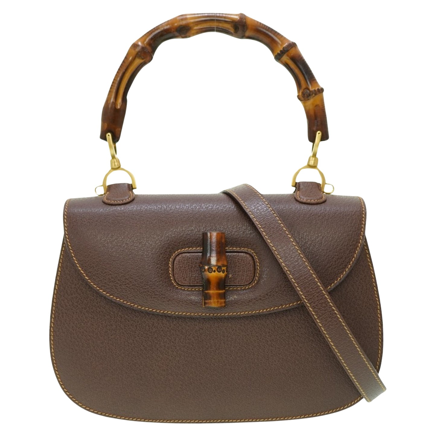 Gucci Brown Leather Bamboo